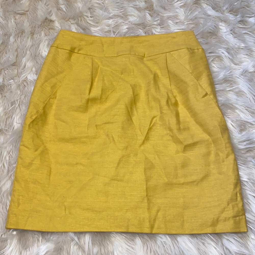 Forever 21 Yellow Linen Blend Skirt w/ Pockets Women's Large